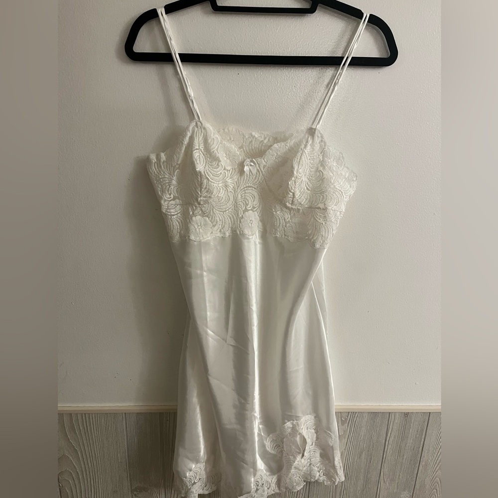 Vintage Wondermaid Nightgown Slip Lace Satin White Large